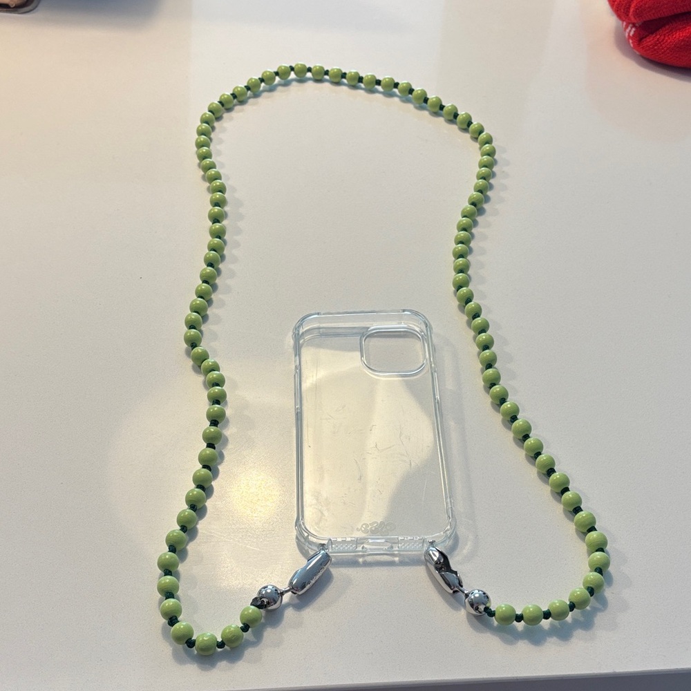 Never used - Green Beaded Phone Case with Strap